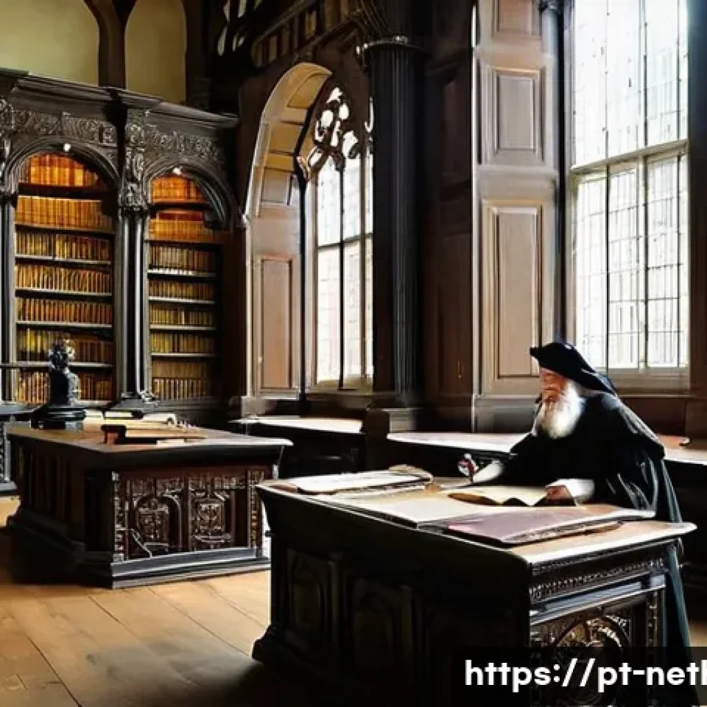 네덜란드에서 가장 오래된 도서관 - **Prompt 1: "The Grand Hall of Enlightenment"**
A majestic, wide shot of the interior of the his...