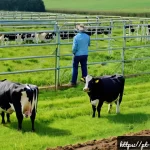 Home 21 네덜란드에서 동물 보호법 - A detailed scene of a modern Dutch farm implementing humane animal welfare practices: healthy cows g...