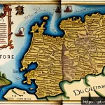Home 18 네덜란드와 벨기에의 역사적 관계 - A detailed medieval map-style illustration showing the fragmented territories of the Low Countries d...