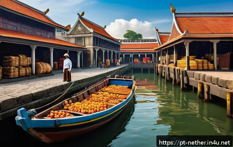 네덜란드 동인도 회사의 역사와 영향 - A detailed 17th-century Dutch East India Company trading port scene at Batavia (modern-day Jakarta),...